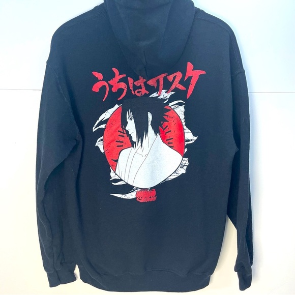 Naruto Shippuden Sasuke Uchiha Anime Manga TV Sweatshirt Hoodie Mens Med Black - Picture 1 of 9